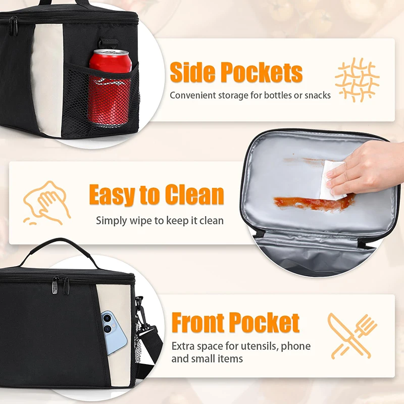 8.6L Thermal Lunch Bag Large For Men Portable Lunch Cooler Box for Work Women Leakproof Insulated Shoulder Carry Keeps Cold/Heat