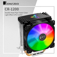 Jonsbo-enfriador de CPU CR1200, torre de 2 tubos de calor, efecto de luz colorido RGB, ventilador de 9cm para LGA115X 775 AM4