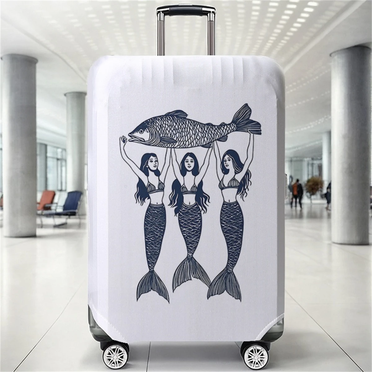 

Защитный чехол для багажа с рисунком рыбы, подходит для багажных чехлов размером 18-32 дюйма, чехлов для ручек багажа, дорожных аксессуаров.