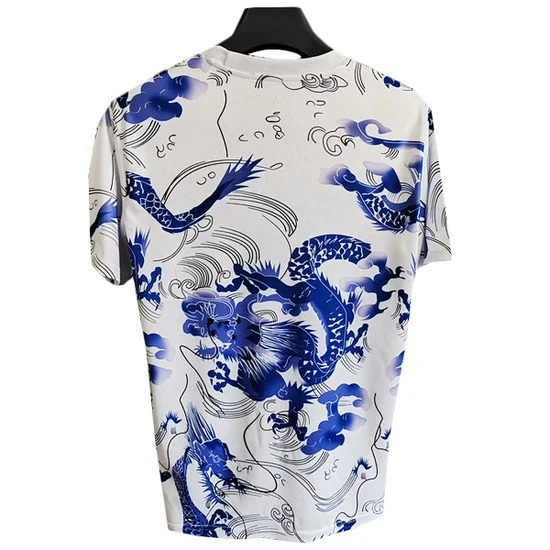 

Summer Adult Loose 3D Printed Blue Printed T-shirt, Indoor Fitness T-shirt, Breathable Casual Quick-drying T-shirt.