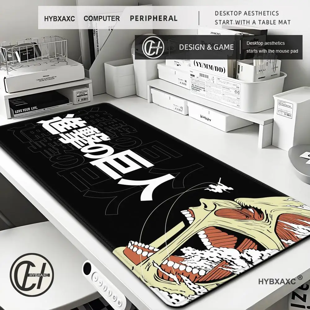 Attack On Titan Mouse Pad Gaming Accessories Keyboard Large Rubber Desk Mat Anime Computer Carpet Pc Gamer Non-slip Mousepad Xxl
