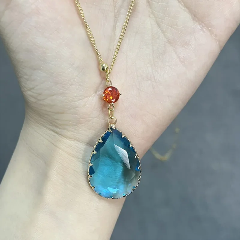 Anime Howl Cosplay Necklace Blue Crystal Pendant Jewelry Japanese Cartoon Magicians Howl Necklaces Women Men Accessories Gift