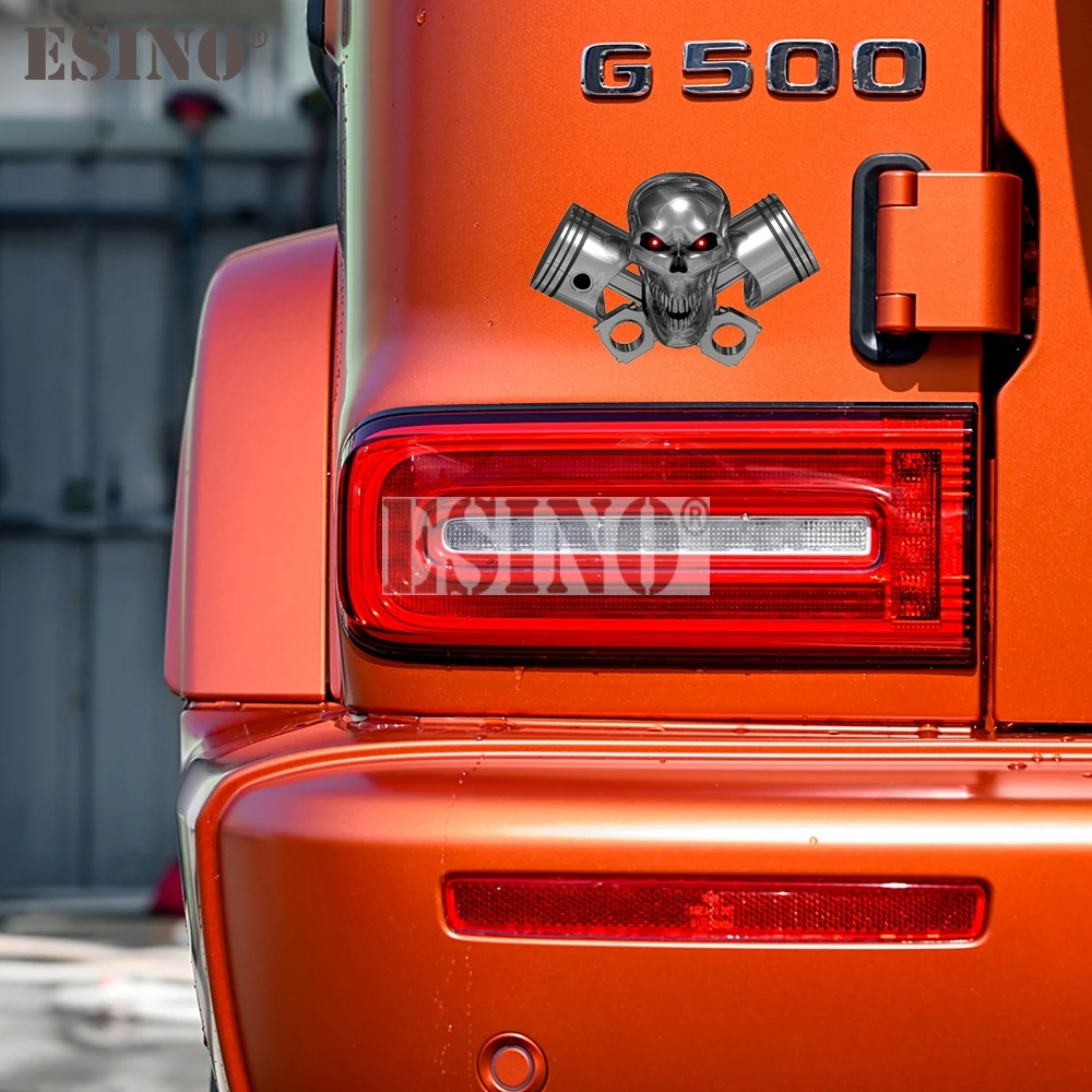 Car Styling Creative Cool Warning Skull Twin Pistons PVC Waterproof Car Body Sticker Pattern Autobobile Vinyl Decal
