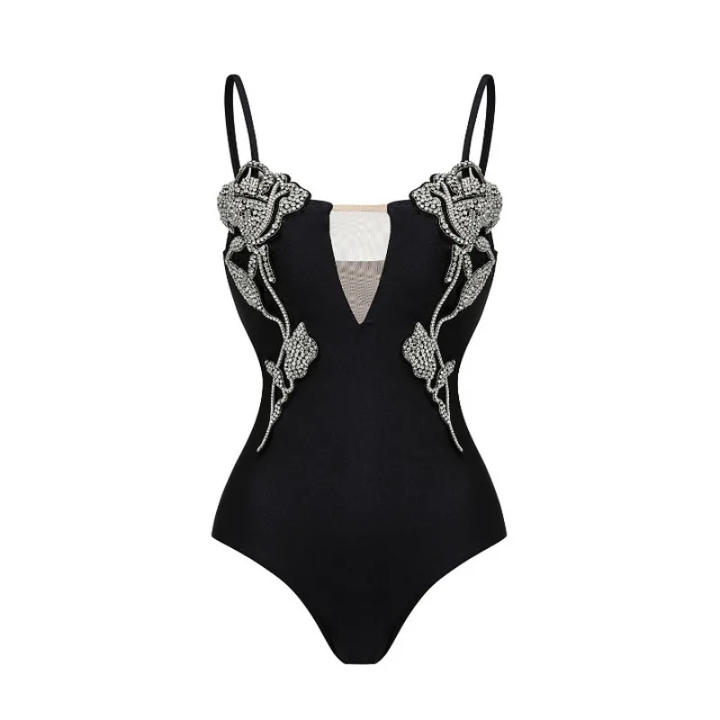 

One Piece Swimsuit For Women One-Piece Swimsuit Rhinestone Rose Hot Spring Resort Royal Sister Wind Swimsuit Women