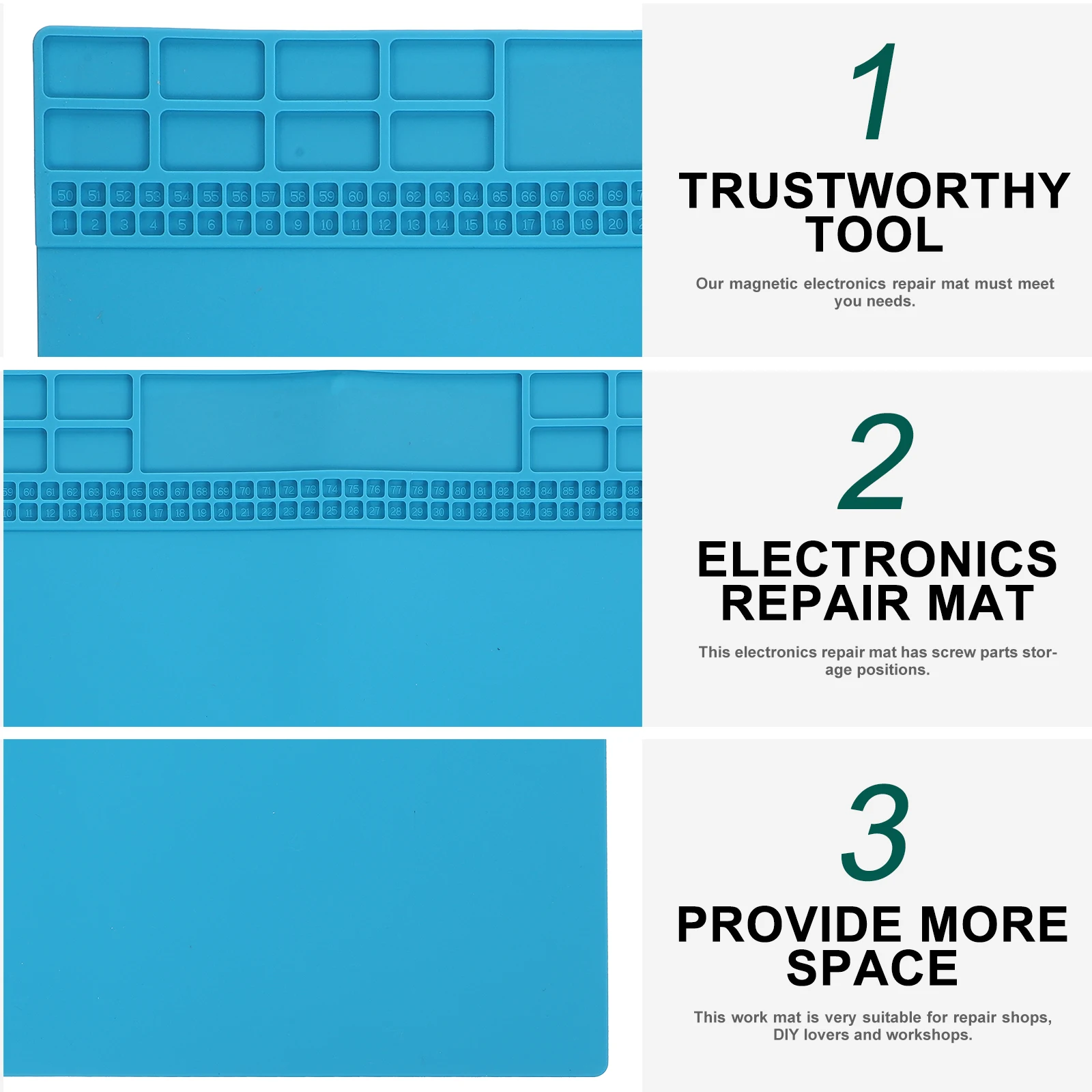 

Silicone Mat Heat Resistant Magnetic Work Mat Large Size For Soldering Projects Electronics Repair With Screw Storage Positions