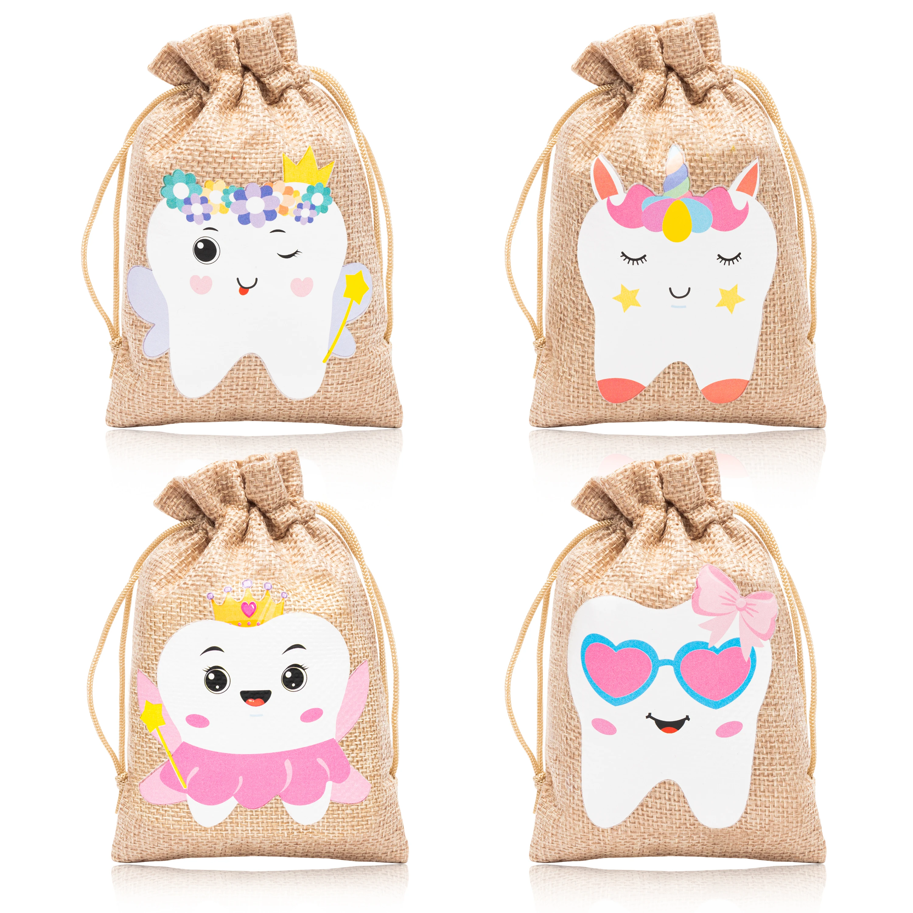 Children's souvenir box Baby tooth small wooden box 2pcs set (girls) Baby growth record storage cute small cartoon solid color