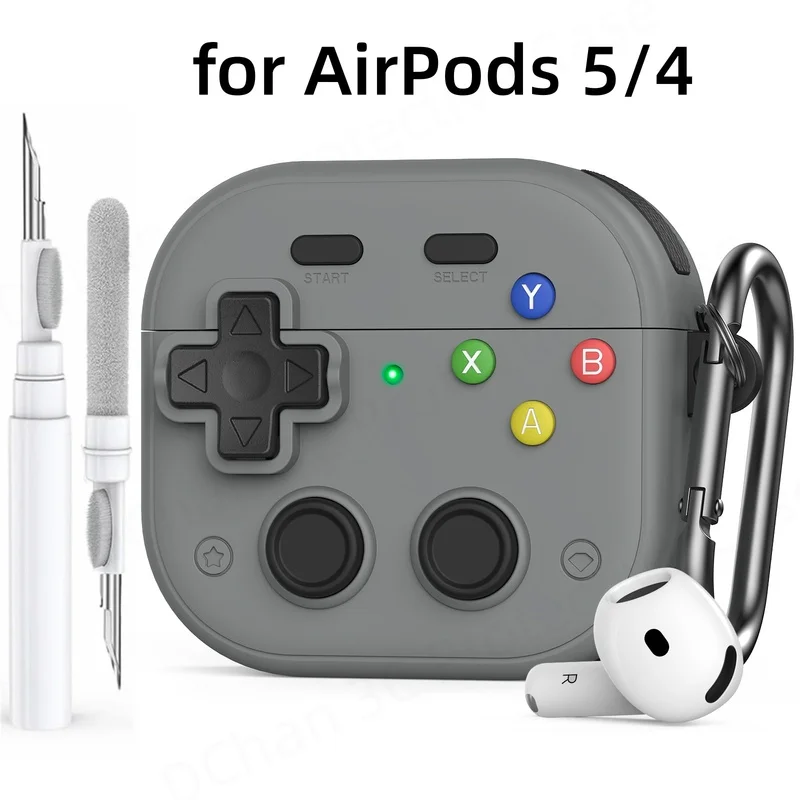 Case for AirPods 5（2026）Funny Retro Game Cover Gamepad Design for AirPod 5/4 Hard PC+TPU Shockproof Case for AirPods 5 With Lock