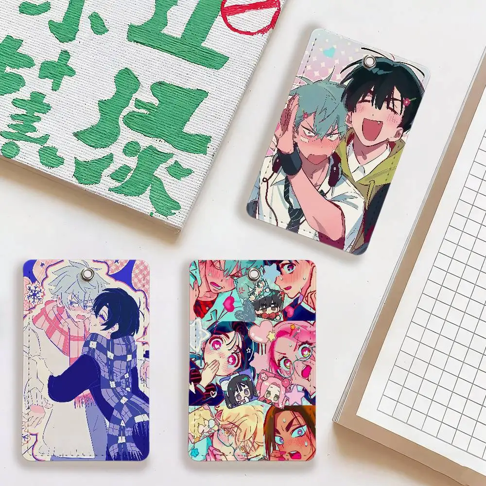 Band A-Alien Cartoon Stage l School rectangular keychain Bus house access card protective cover PU leather ID Best sellers