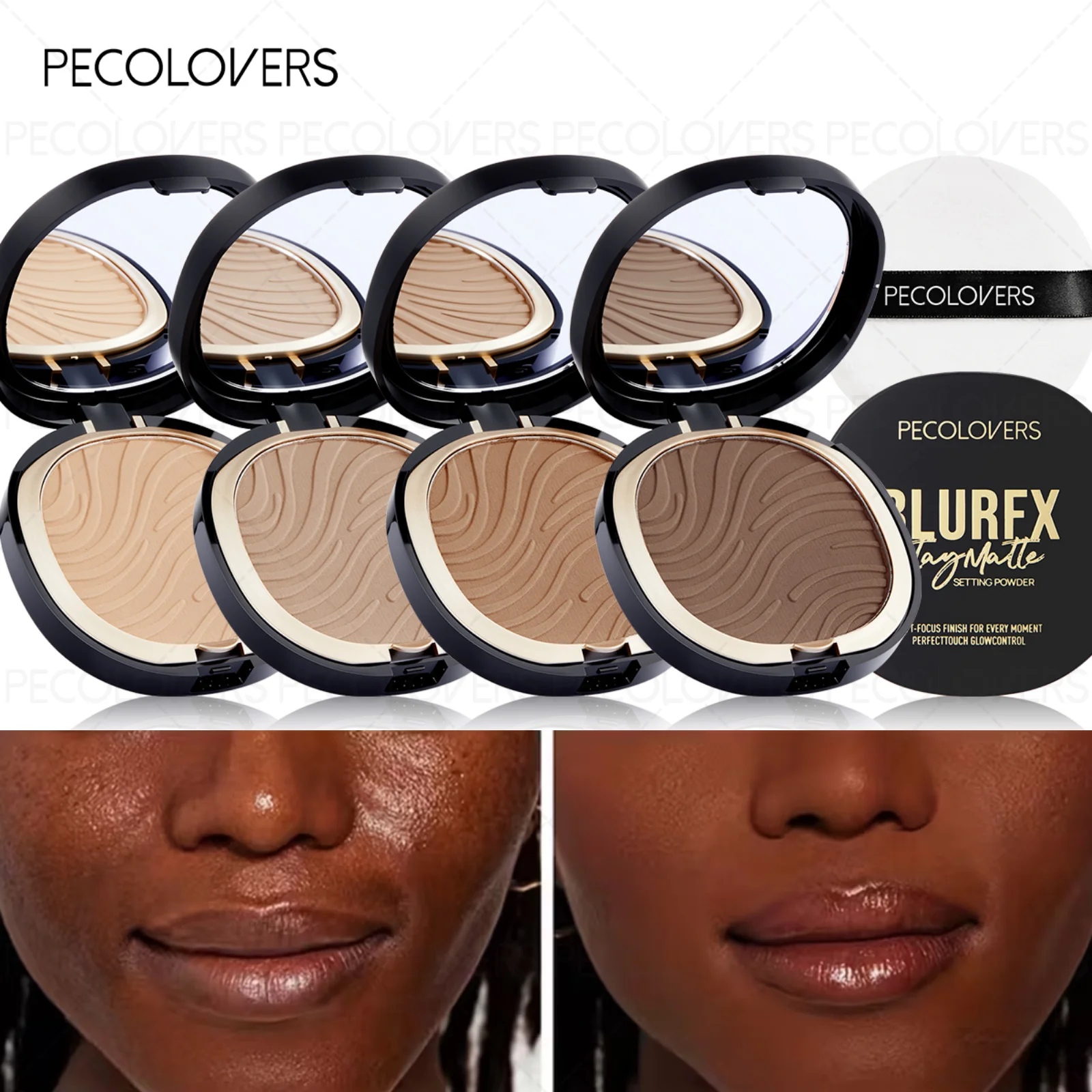 1 x wasserfester, mattierter Fixierpuder, Bronzerpulver – Soft-Focus-Ölkontrollpulver, kann geschichtet werden, zu verbergen, feines Pulver