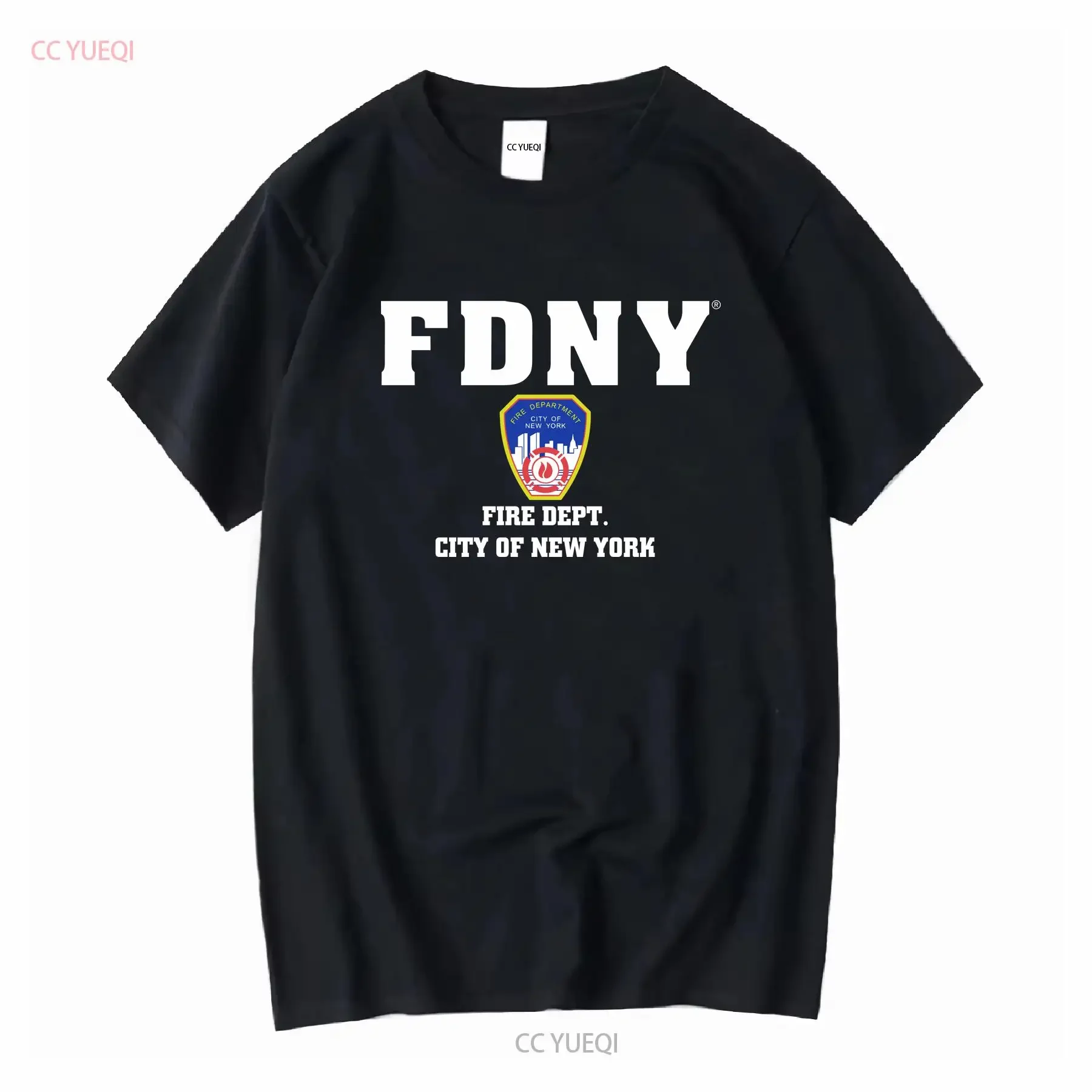 NYC Fire T Shirt Vintage Blue large department New York City Y2k long or short sleeves vintage Washed streetwear Stylish