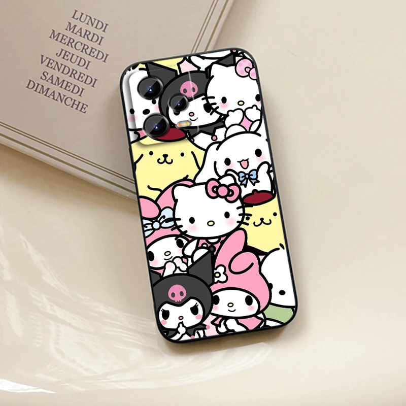 Sanrio Hello Kitty For Xiaomi Redmi Note 13 12R 12 12S Turbo 11 11T 11S 10 10S Pro Plus 5G Black Soft Phone Case