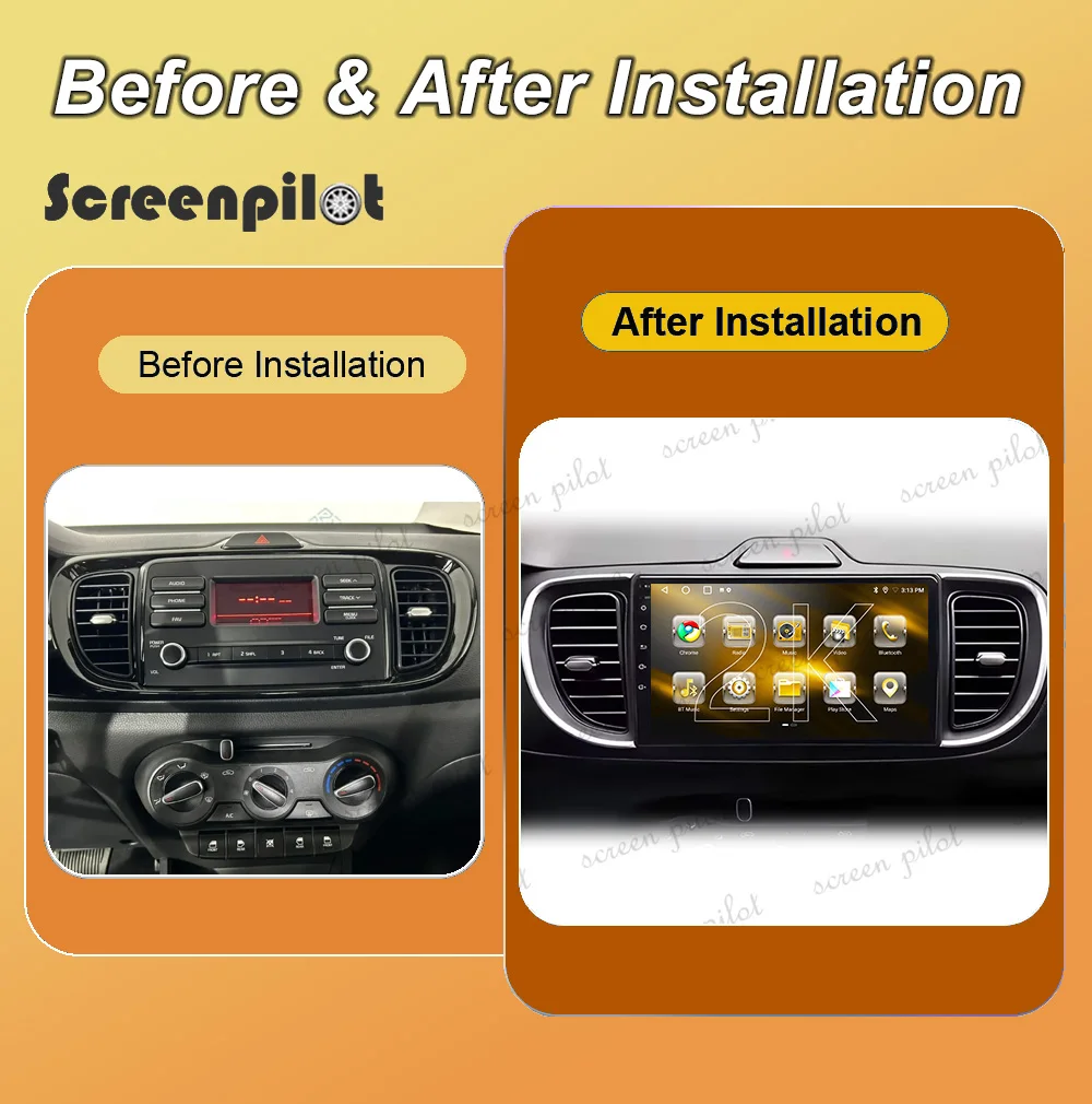 Android 16 Car Radio StereoFor Kia Pegas 2018 2019 2020 2021 2022-2023 2K QLED Multimidia Player GPS Carplay Android Auto 8 Core