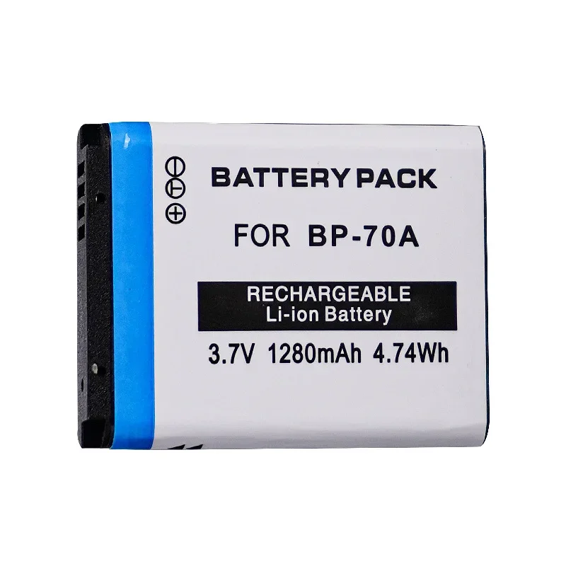 3.7V 1280mAH BP-70A Battery Suitable for Samsung Cameras ES65 ES70 ES75 ES80 PL80 PL90 PL110 PL20 PL120 PL170