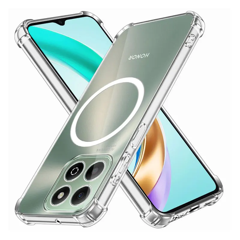 For Honor X6b X6A Case With Wireless Charger Magnetic Ring Sticker Soft Silicone Phone Case Honor X5 X6S Shockproof Clear Cover