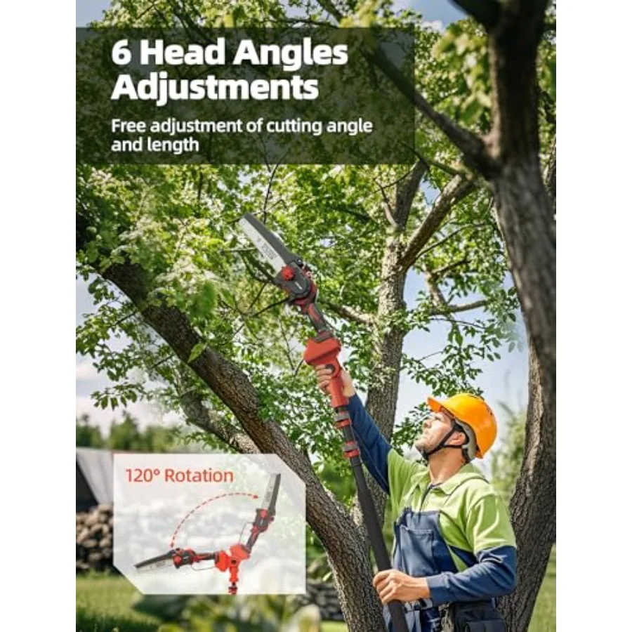 2IN1 무선 폴 톱 미니 체인톱 브러시리스 모터로 효율적인 나무 가지치기 및 목재 절단 8인치 전기톱