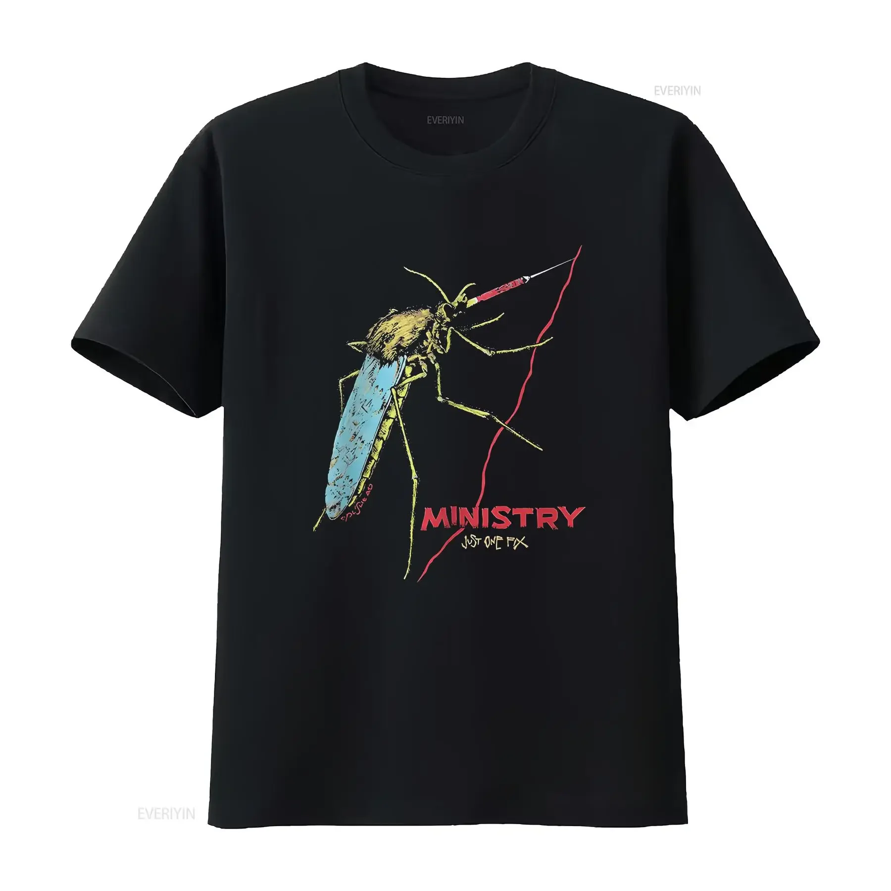 Ministry American Industrial Metal Band Just One Fix Mosquito T Shirt S 2XL vintage Washed fashion homme streetwear graphic