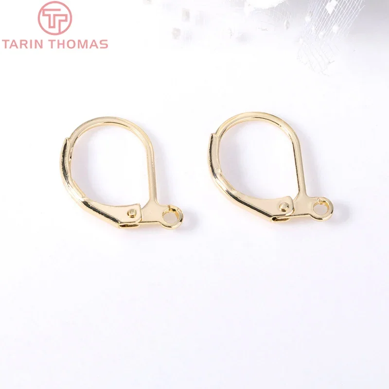 (2298)10PCS 10x13MM 24K Gold Color Plated Brass Earrings Clip Diy Jewelry Discoveries Earrings Accessories Wholesale