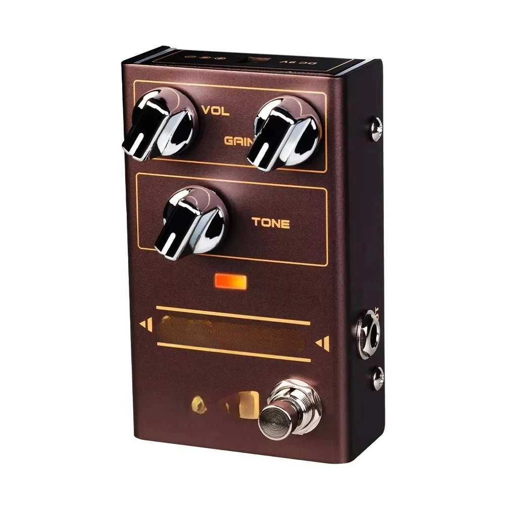 Pedal de Efeitos para Guitarra R-01 TAUREN Port le Overdrive, Distorção, Efeitos de Guitarra, Carcaça em Liga de Alumínio, Tons Clássicos Vintage