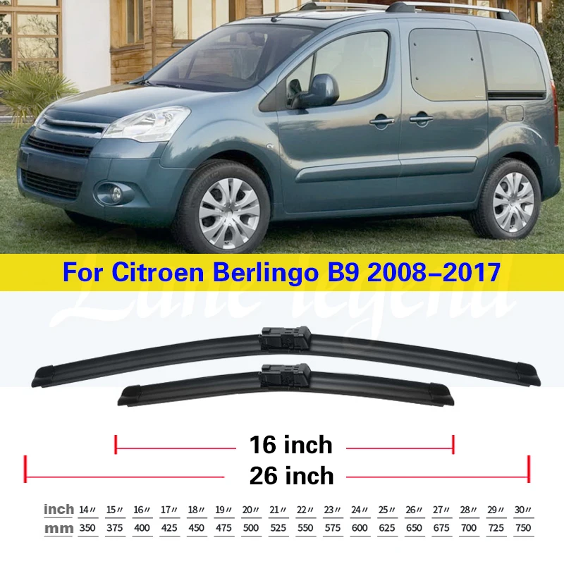 Wiper Front Rear Wiper Blades Set For Citroen Berlingo B9 2008-2017 2009 2010 2011 2012 2013 Windshield Windscreen 26\