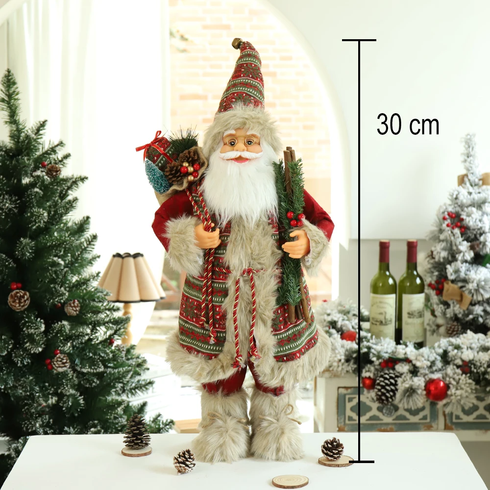 30cm Red Standing Posture Gift Santa Claus Doll Oranments Xmas Pendants Merry Christmas Decor for Home Kids Naviidad Presents