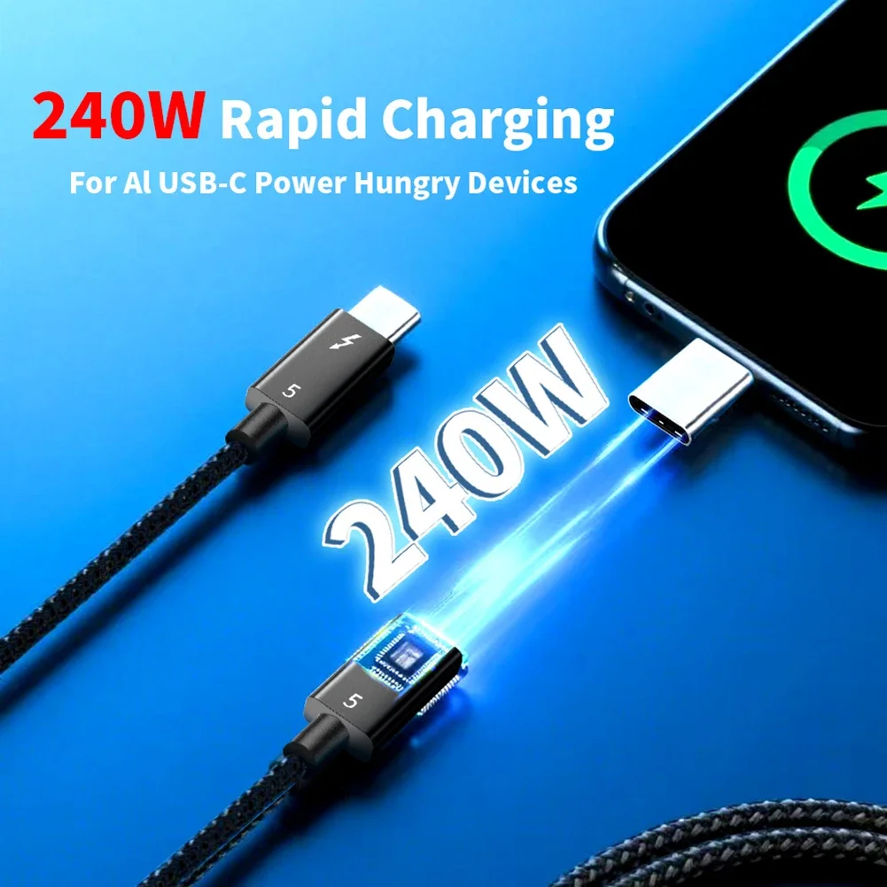 

Ультрабыстрый кабель Thunderbolt 5 со скоростью 80 Гбит/с для потоковой передачи данных 16K, поддержка двух 8K-дисплеев, разработан для длительного использования
