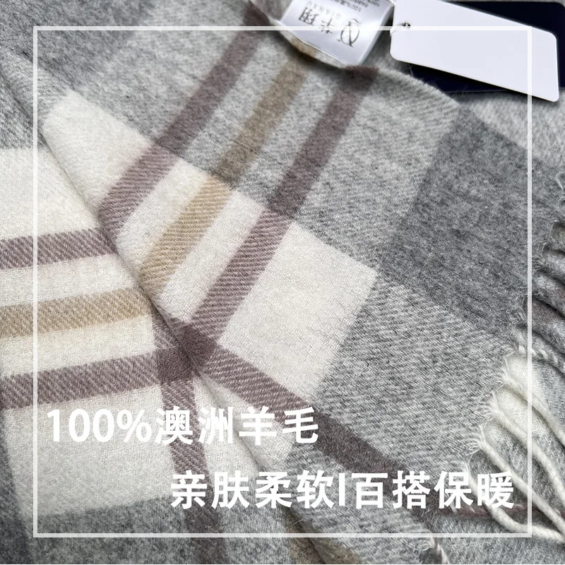 عالية الجودة 100% وشاح من الصوف الشتاء الخريف النساء الرجال الصوف الخالص Scaves المرأة الجديدة النمط البريطاني الدافئة الخمار الإناث يوم الباردة