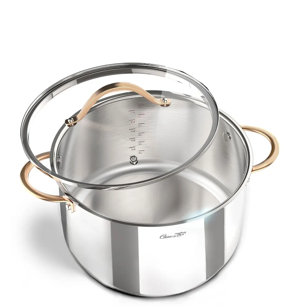 

2024 New 8 Quart Stainless Steel Stock Pot, Soup Pot Cooking Pot with Lid