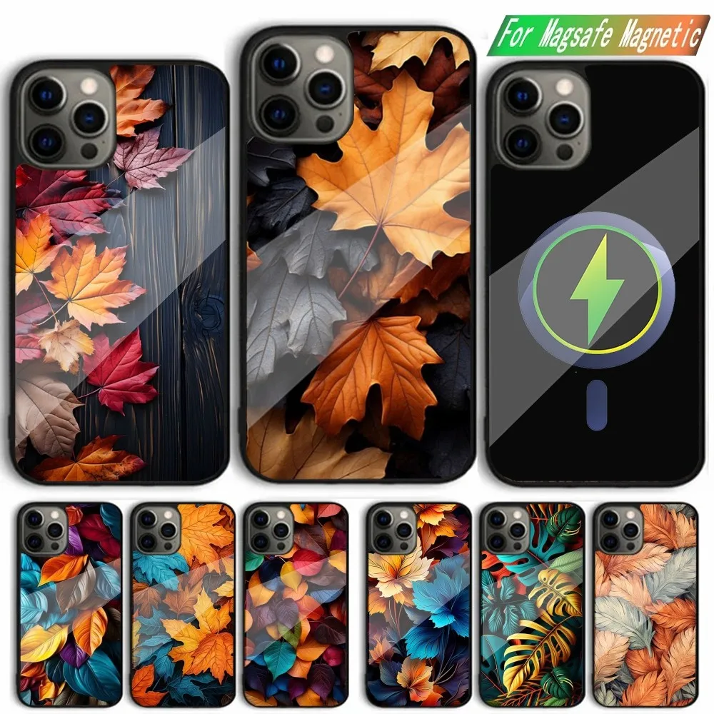 

Colorful Leaves Phone Case For iPhone 15,14,13,12,11,Plus,Pro,Max Mini Magsafe Magnetic Wireless Charging