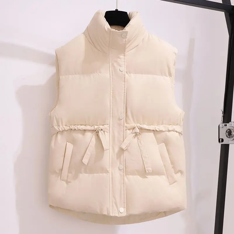 Korean Style Style Cotton Jacket Stand Up Collar Vest Slim Knit Dress Two-piece Set for 2024 Winter New Versatile Women