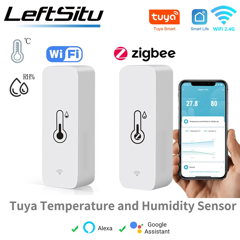 

Tuya Zigbee WiFi Temperature Humidity Sensor APP Remote Monitor For Smart Home var SmartLife WorkWith Alexa Google Assistant