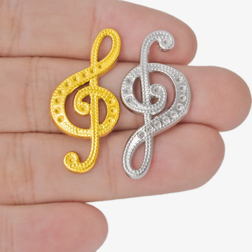 10pcs/lot Gold Plated Musical Notes Horn Guitar Leaf Snake Geometry Pendant Stainless Steel Charms DIY Necklace Jewelry Findings