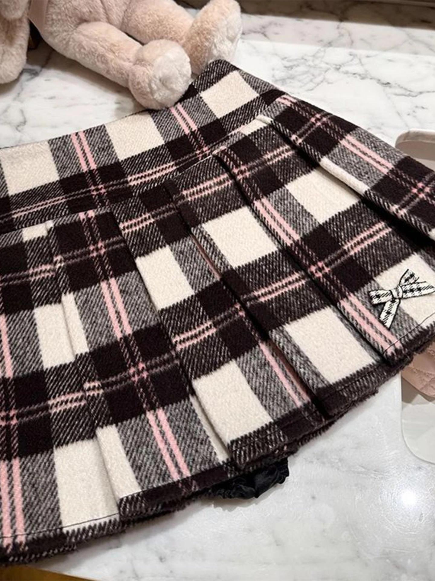 تنورة صوفية مربعات بخصر مرتفع للنساء، موديل جديد لخريف وشتاء 2023، تصميم أمريكي أنيق على شكل حرف A، تنورة متعددة الاستخدامات...