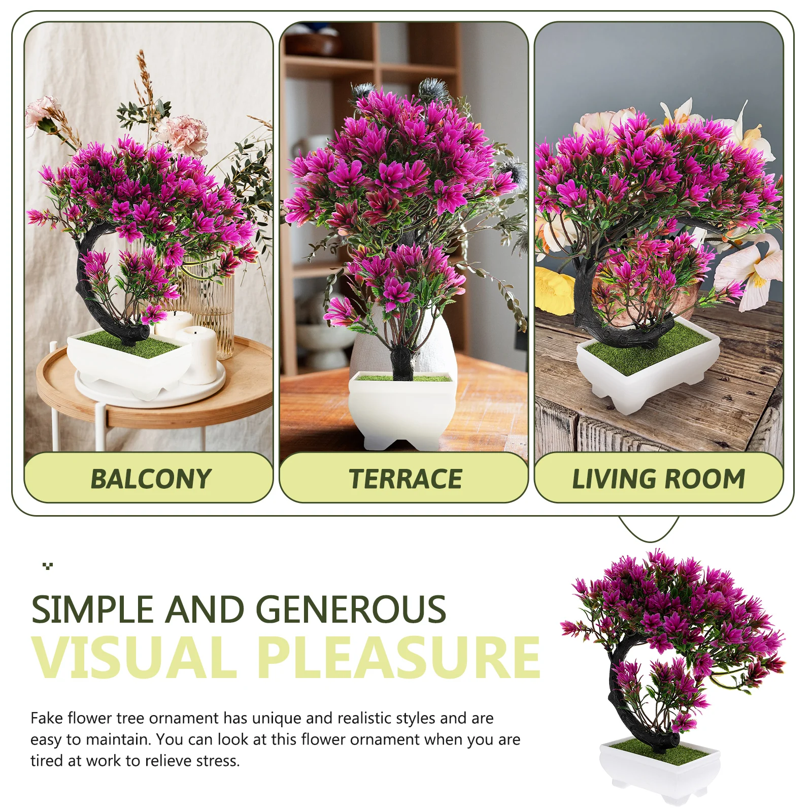 

Artificial Potted Plant Simulated Flower Home Decor Fake Bonsai Tree Realistic Long Lasting Easy Maintenance Desktop Adornment