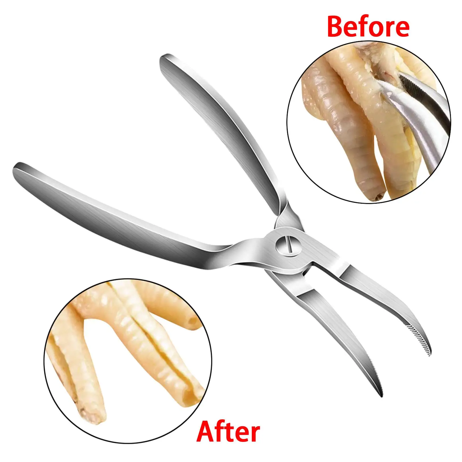 

Chicken Feet Boneless Plier Stainless Steel Multipurpose Chicken Bone Remover for Plucking Dining Room Hotel Kitchen Restaurant
