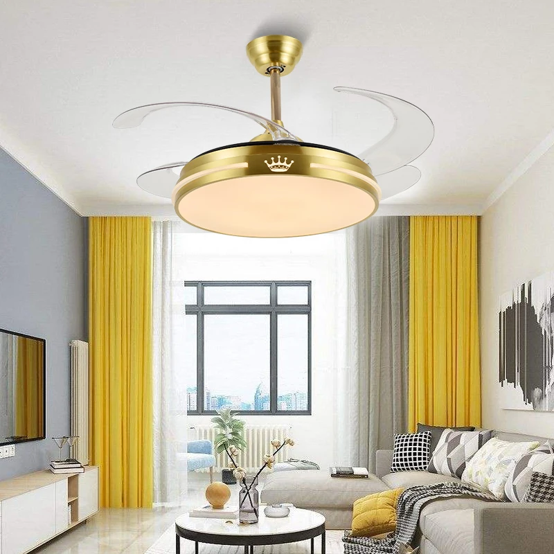 Modern Designer Decorative Retractable Chandelier Vintage Bedroom Fancy Ceiling Light Remote Control Led Ceiling Fans light