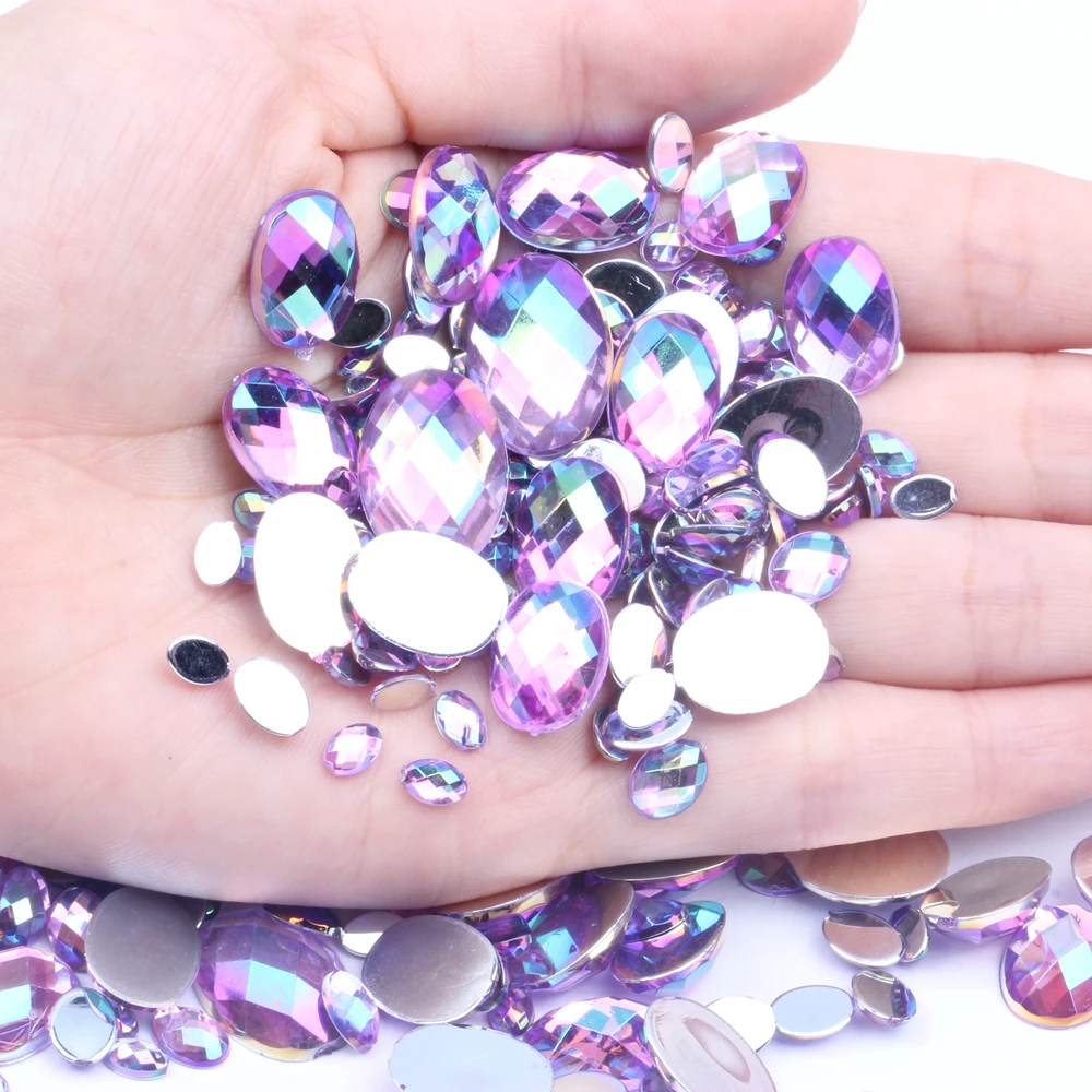 

Nail Charms Oval Shape Earth Facets Acrylic Rhinestones 5000pcs 6x8mm AB Colors Beads Handmade DIY Jewelry Nails Art Decorative