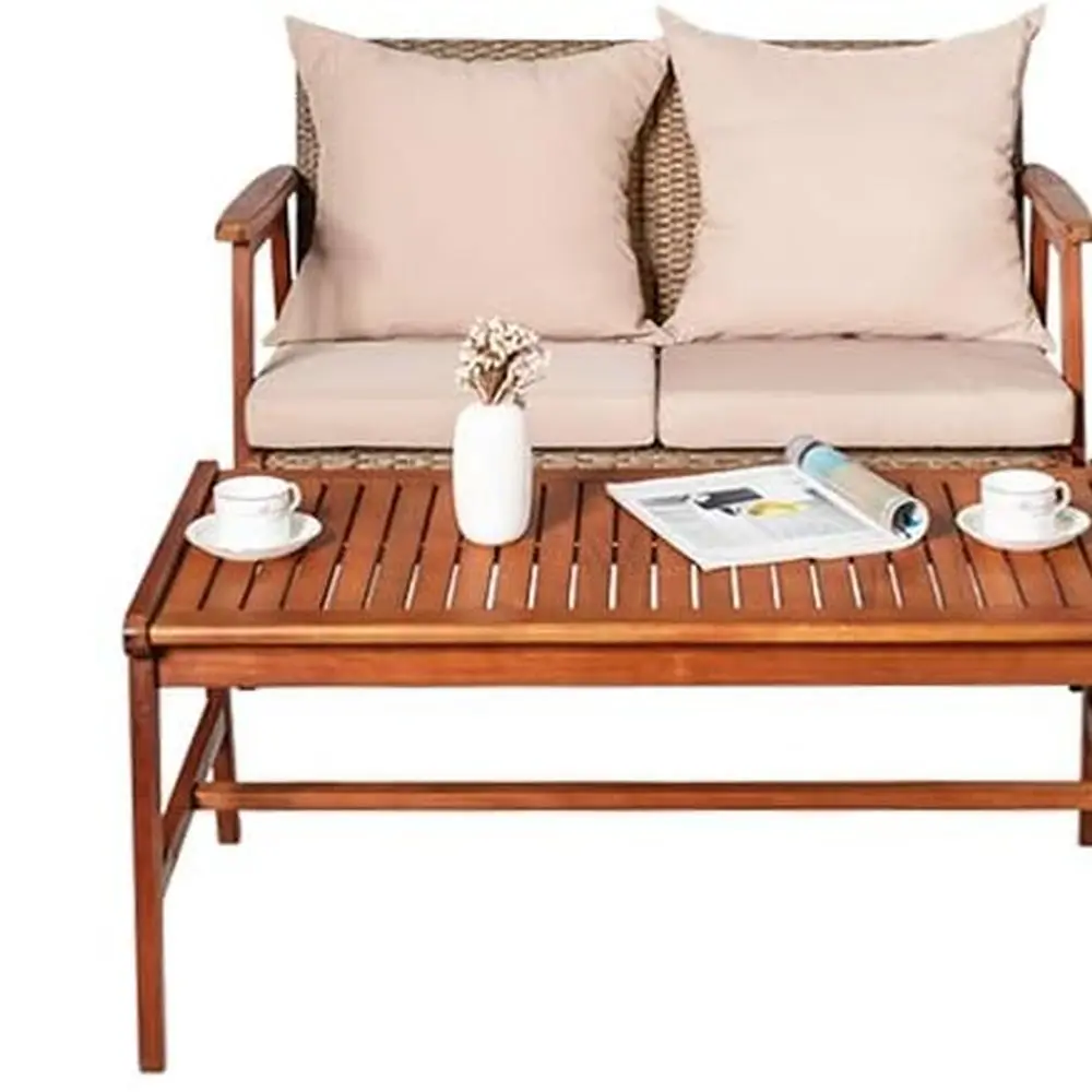 

Набор диванов для патио из 4 предметов из дерева акации с подушками, зона для бесед на открытом воздухе для сада и у бассейна