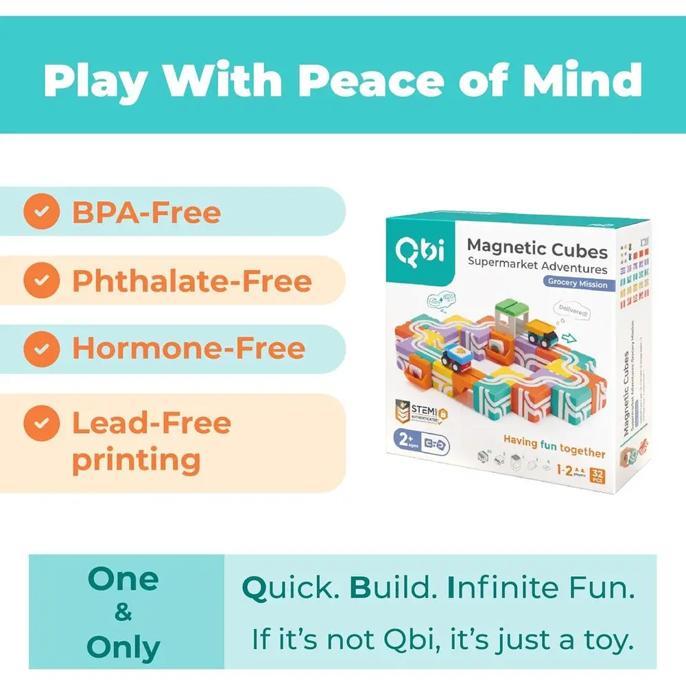 유아용 STEM 자석 블록 (2-4세): 트럭과 과일이 포함된 몬테소리 영감 세트 (32개)