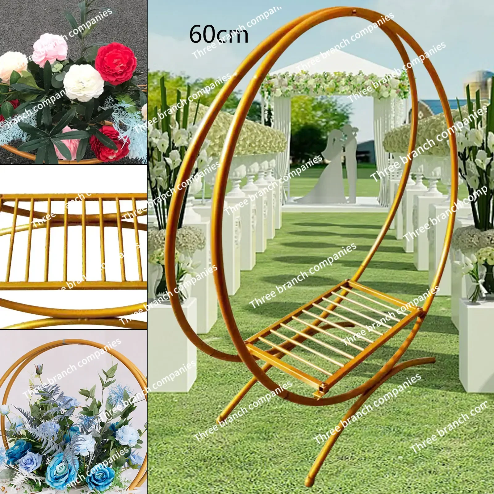 Floral Hoop for Party Wedding Birthday Decoration Gold 60cm Wedding Cake Stand Flower Stand