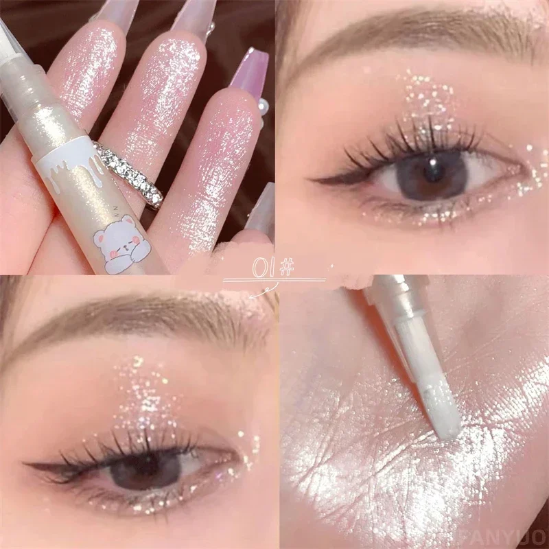 Heallor-Impermeável Brilhante Diamante Destaque Caneta, Eye Maquiagem Highlighter, De Longa Duração, Pérola Branca, Iluminar Silkworm Sombra Líquido, H