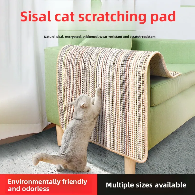 Natural Sisal Cat Scratching Mat Sofa Furniture Protector Hook Loop Or Fastener Options Wear Resistant Low Shed Pads From X To