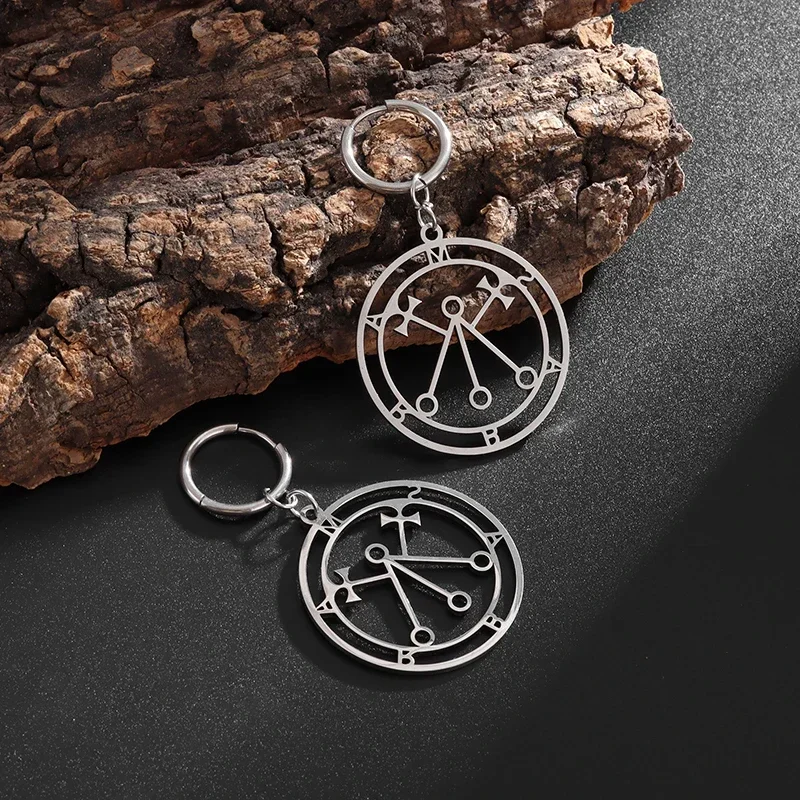 Stainless Steel Goth Devil Manifesto Symbol Hypoallergenic Earrings for Men Women Punk Trend Jewelry Gifts