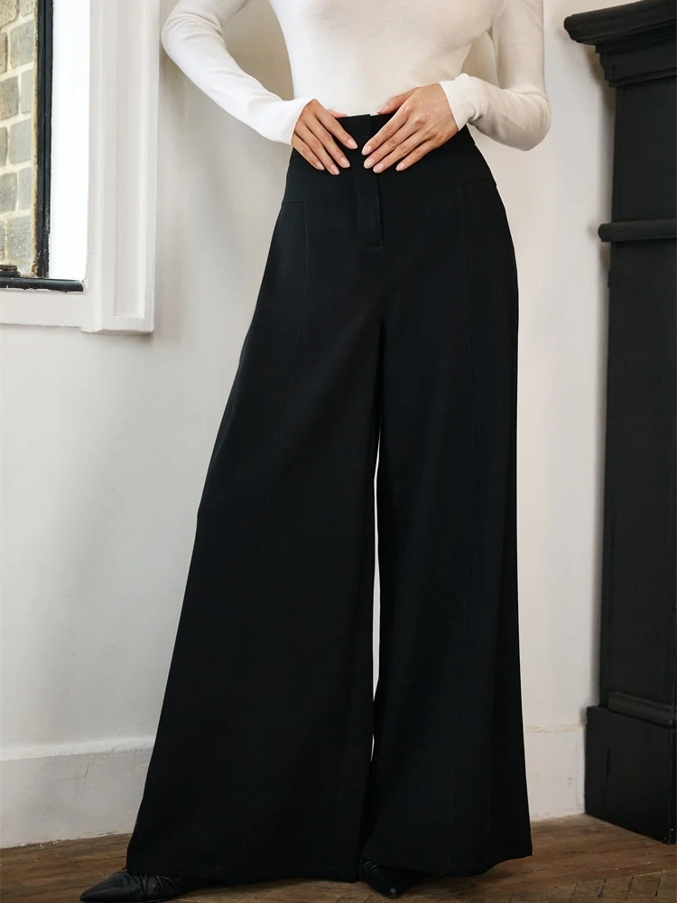 

FANNIU Early Autumn Tee-acetate Wool Wide Leg Pants Draped Slimming High Waist Exaggerated Floor-length Vintage Trousers