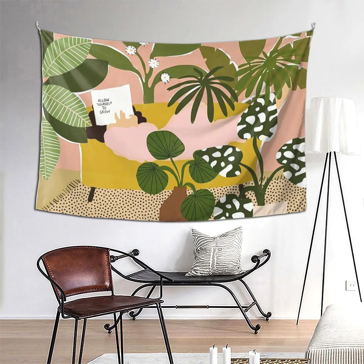 

Allow Yourself To Grow Tapestry Hippie Wall Hanging Aesthetic Home Decor Tapestries for Living Room Bedroom Dorm Room