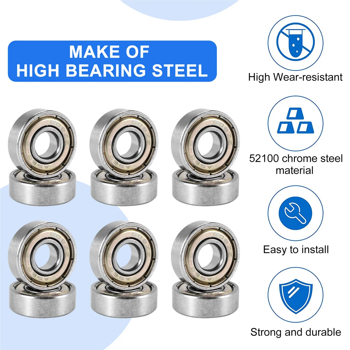 Sale 80Pcs 608ZZ Bearing 8X22X7 mm ABEC-5 Skate Stroller Miniature 608 ZZ Ball Bearings 608Z 608 2Z Bearing