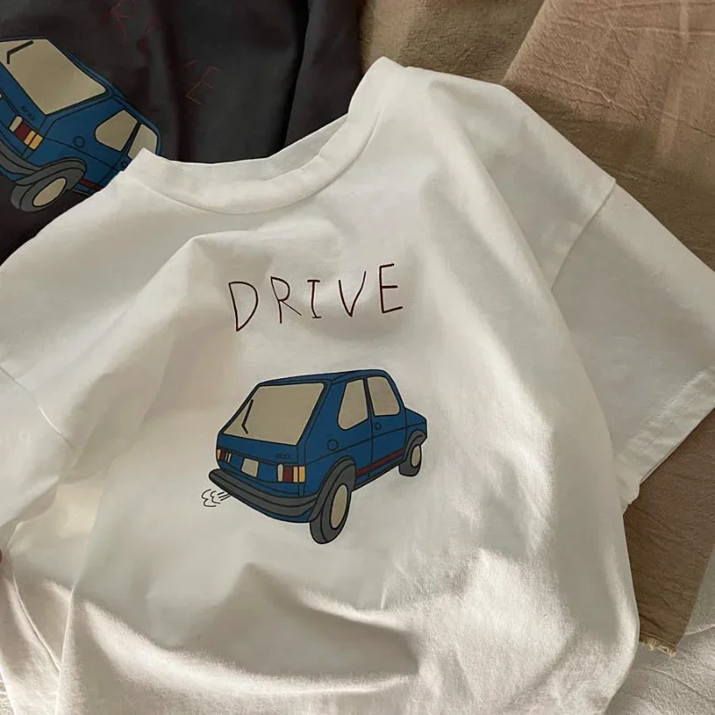 Camiseta de verano para niños y bebés, ropa deportiva informal con dibujos animados de coches, 2023 algodón, Media manga, 100%