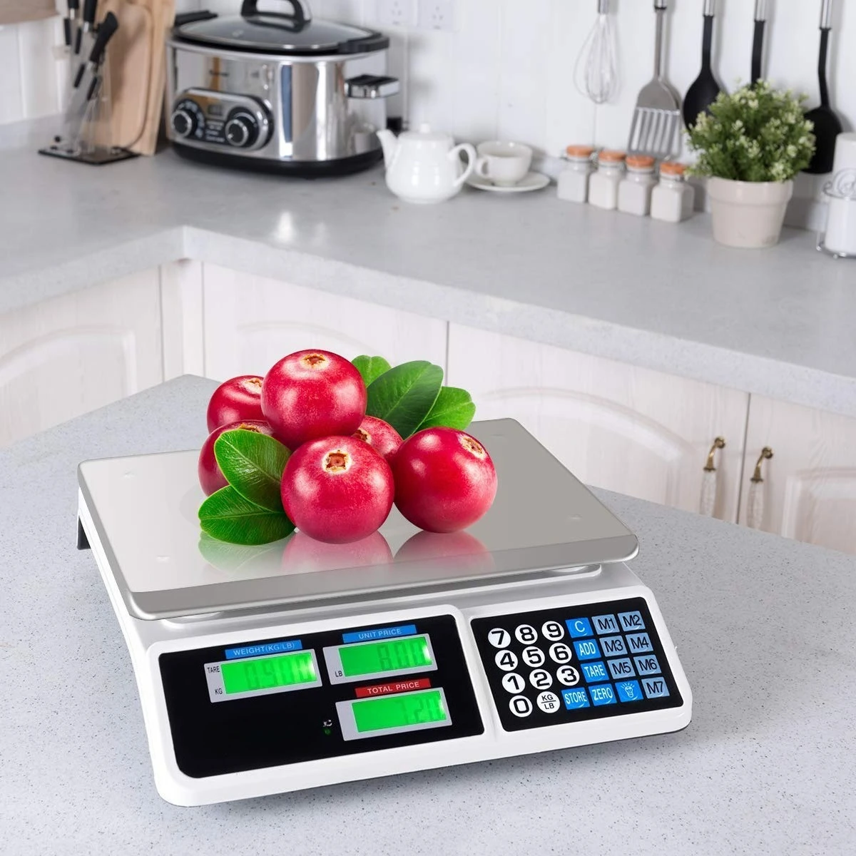 Electronic Price Computing Scale LCD Digital Commercial Food Meat Weighting Scale 66 Ib Capacity