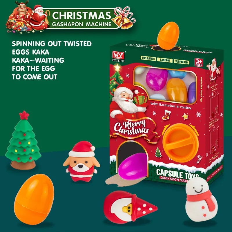 Christmas Egg Mini Claw Machine for Kids,Santa's Surprise Twist Egg Vending Toy ,5 pcs Random Doll Fun Birthday Party Gifts