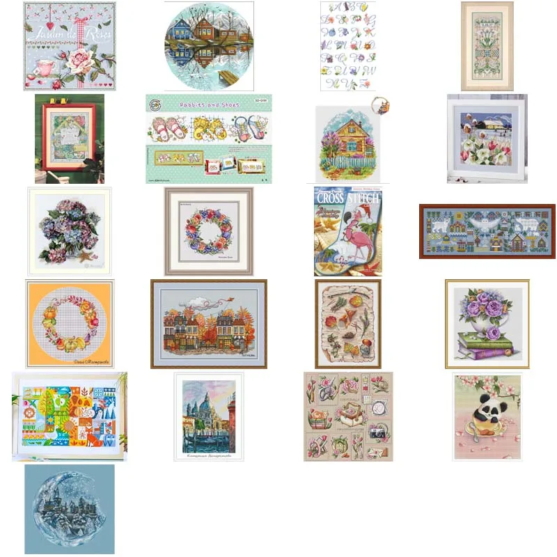 Chinese Cross-Stitch Kits, Embroidery Needlework Sets, DIY Embroidery, Alphabet, ABC Flowers, Flower, Alphabet, 16CT, 14CT, 18CT