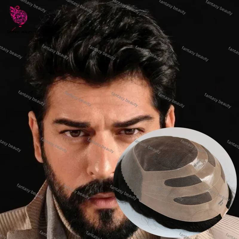 أرخص شعر مستعار للرجال من Bond Men Toupee Fine Mono مع شعر مستعار للرجال باللون الرمادي والبني من NPU # 1ب # 1B65 # 7 اعضاء شعر ذكر للشعر المستعار الأوروبي للرجال